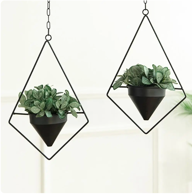 Nordic Style Iron Hanging Plant Pots - Diamond Style